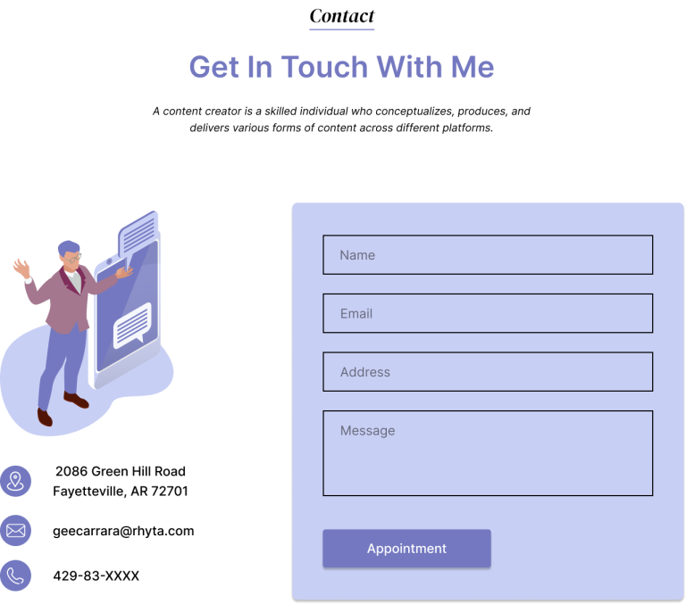 Contact Section Website