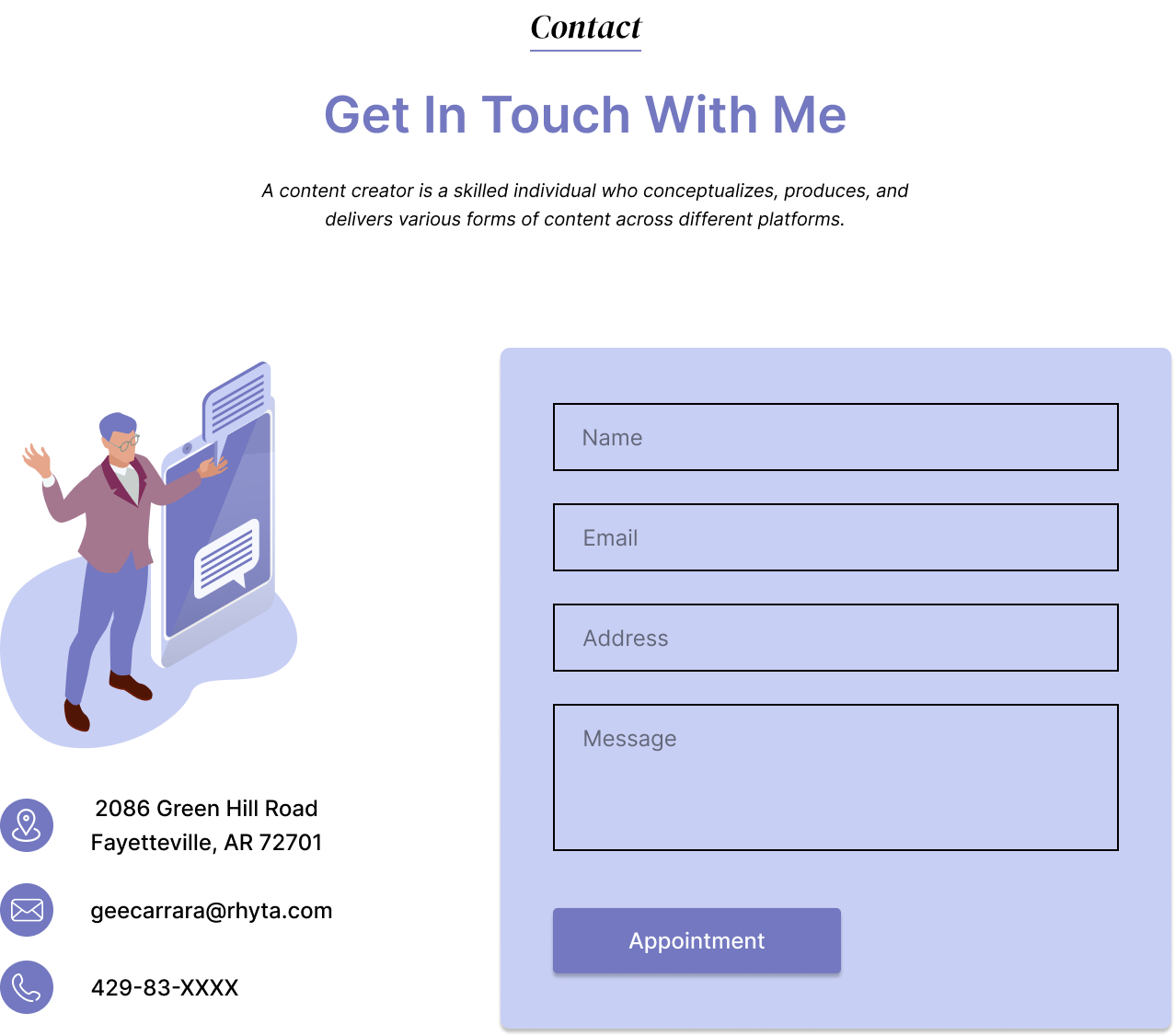 Contact Section Website